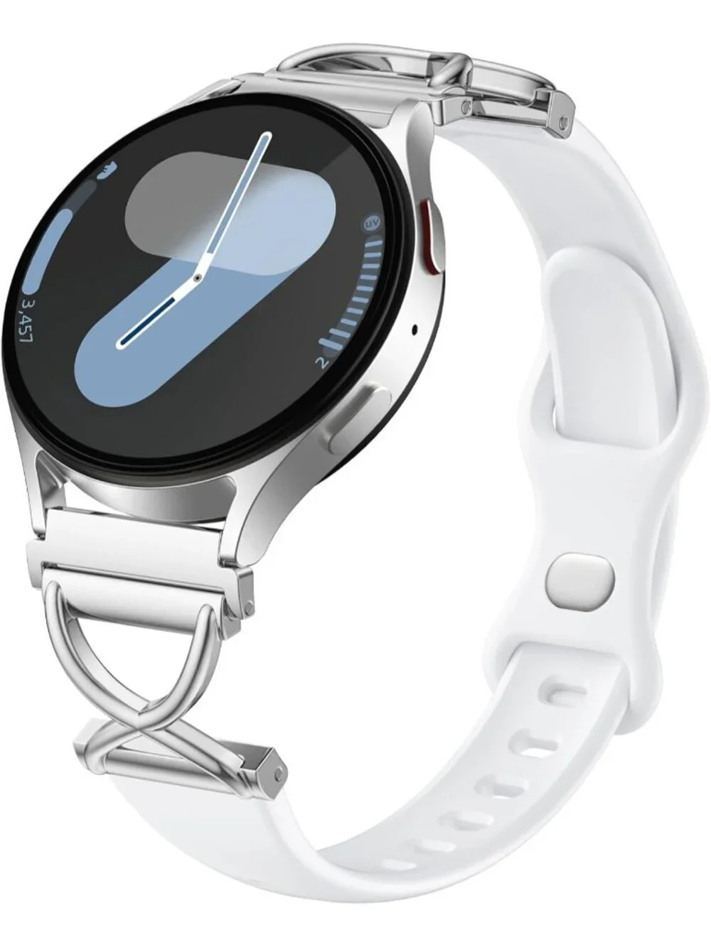 Women's White Skinny Charms X-Shaped Soft Slim Silicone Bands Compatible Watch